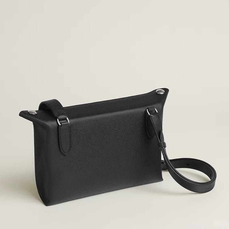 經典百搭 愛馬仕Hermès Videpoches 黑色Togo皮帆布背袋肩背包 H084283 簡約隨性靜奢美學 🖤-6