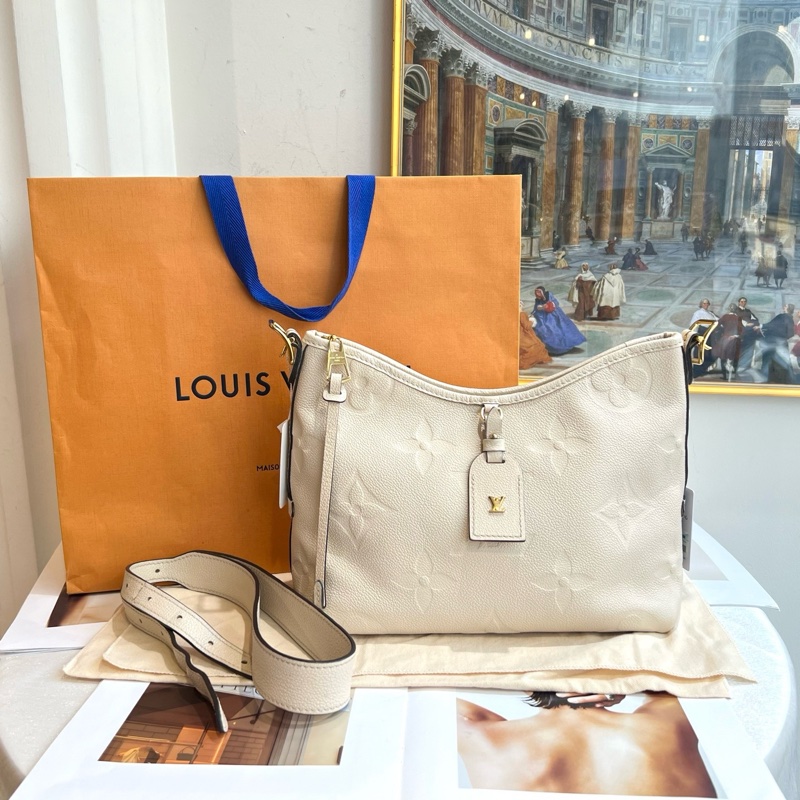 Louis Vuitton 路易威登 全皮奶昔白小號carryall 無子包 芯片-2
