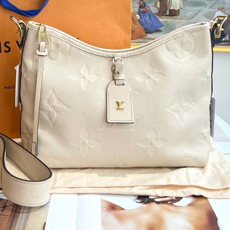 Louis Vuitton 路易威登 全皮奶昔白小號carryall 無子包 芯片-6