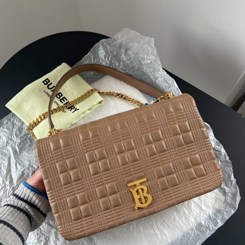Burberry lola大號鏈條包奶茶色金扣28x16cm 98新配件塵袋-2