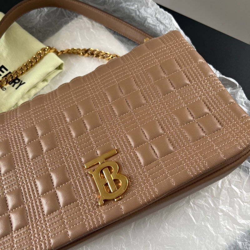 Burberry lola大號鏈條包奶茶色金扣28x16cm 98新配件塵袋-3