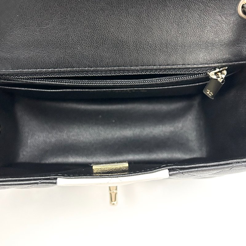 CHANEL 限量黑白色方胖子肩背斜背包 17*13*7 99新配件塵袋-6