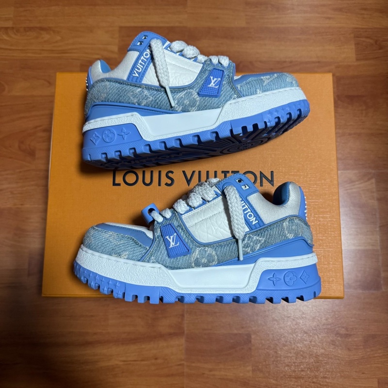 Lv Trainer Maxi白藍胖丁 路易威登低幫板鞋 藍白 35碼-0