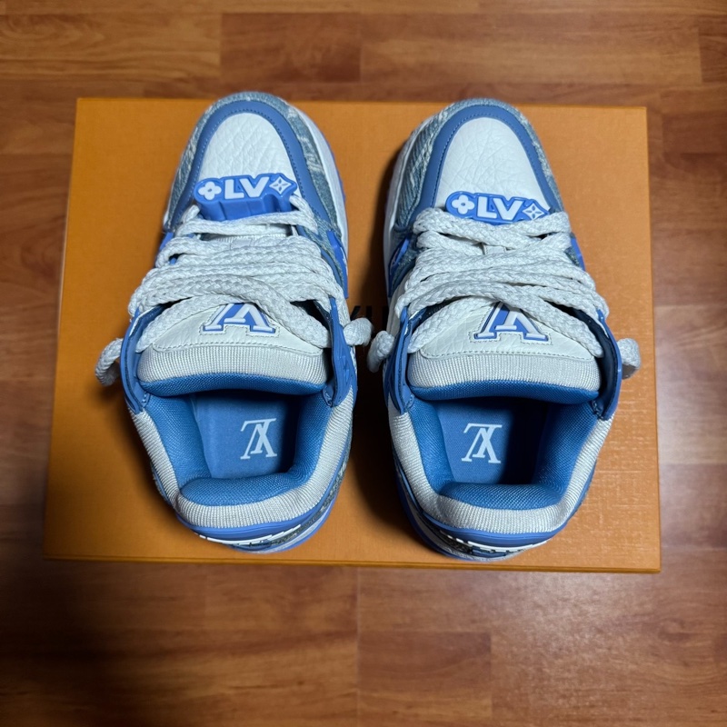 Lv Trainer Maxi白藍胖丁 路易威登低幫板鞋 藍白 35碼-3