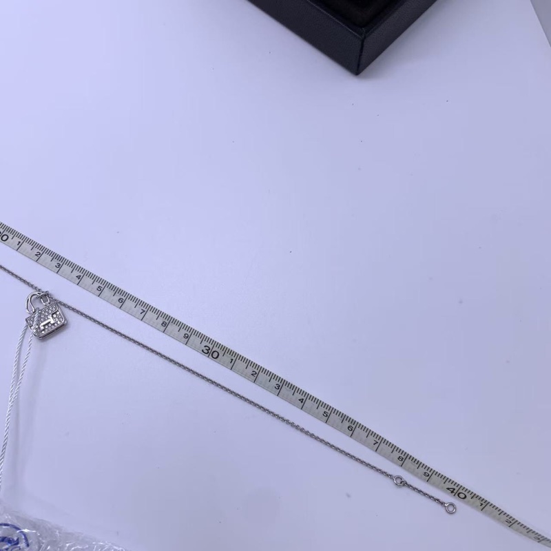 Hermes愛馬仕康康滿鑽白金項鍊 經典包包造型 滿鑽鑲嵌閃耀-3