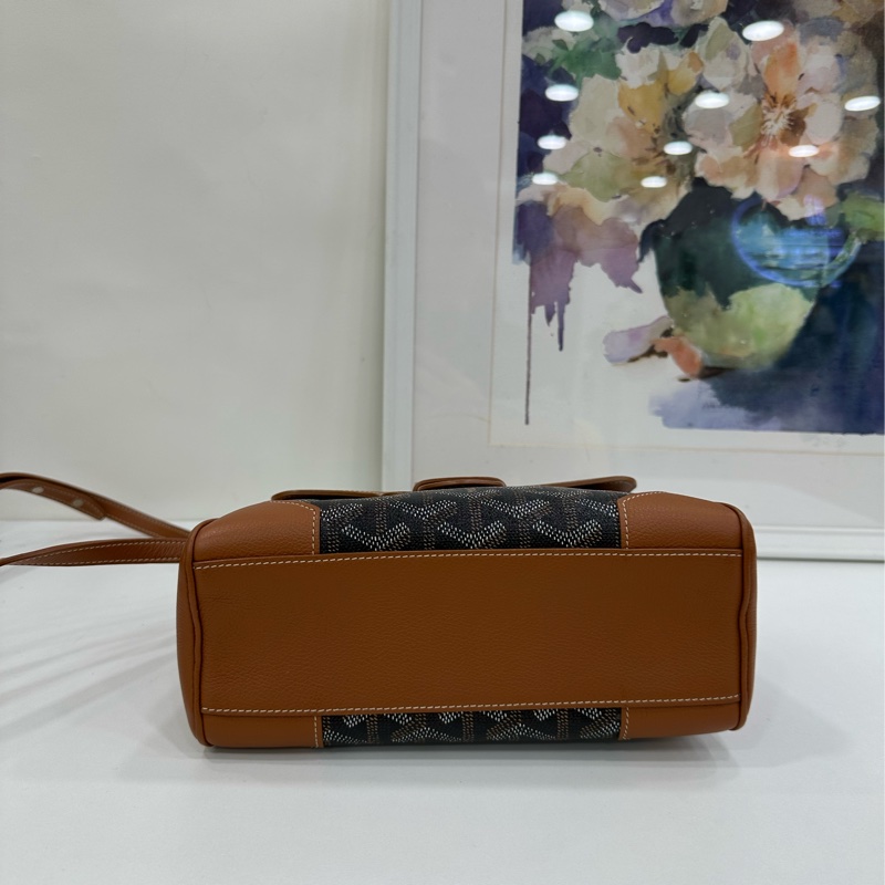 Goyard 戈雅 焦糖色 mini 西貢包 木質手柄 手提包 單肩斜挎包 21年編碼-5