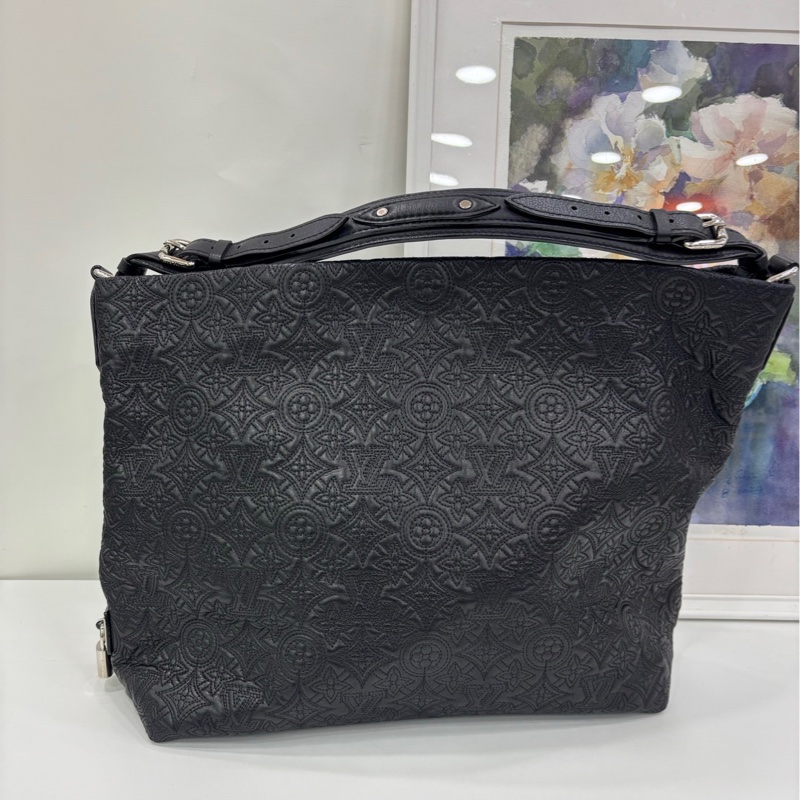 LV Anthiea系列黑色全皮老花hobo包手提包 11年~容量大,顯氣質尺寸34*14*30cm-1