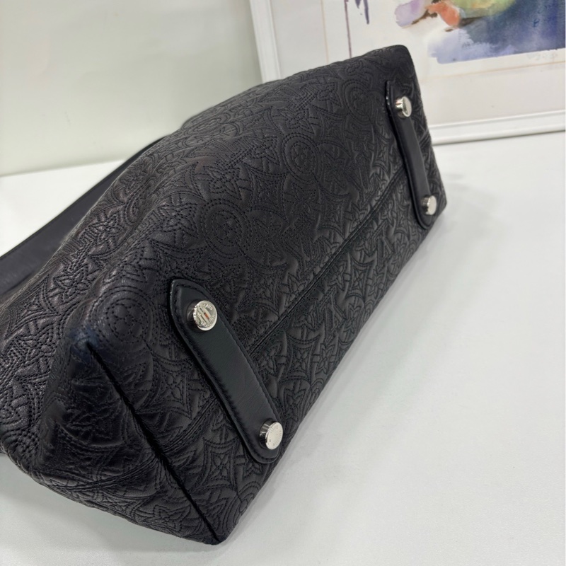 LV Anthiea系列黑色全皮老花hobo包手提包 11年~容量大,顯氣質尺寸34*14*30cm-4