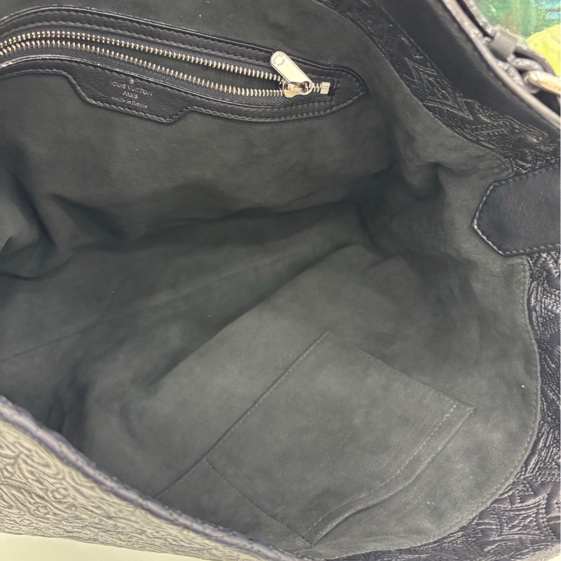 LV Anthiea系列黑色全皮老花hobo包手提包 11年~容量大,顯氣質尺寸34*14*30cm-8