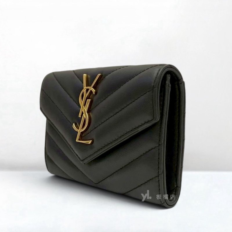 S5508-YSL CASSANDRE深灰色小羊皮信封零錢包-2