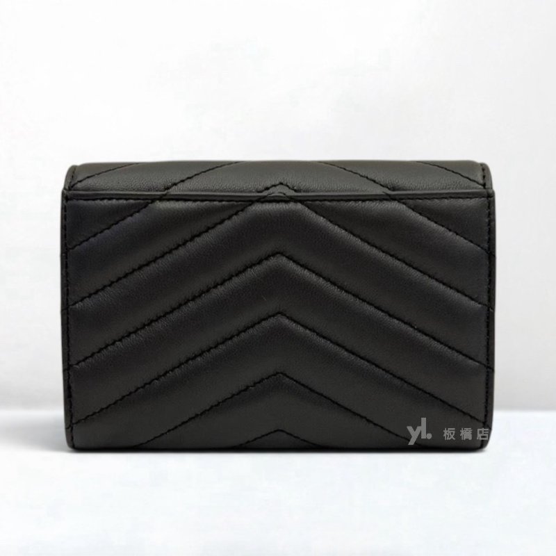 S5508-YSL CASSANDRE深灰色小羊皮信封零錢包-3