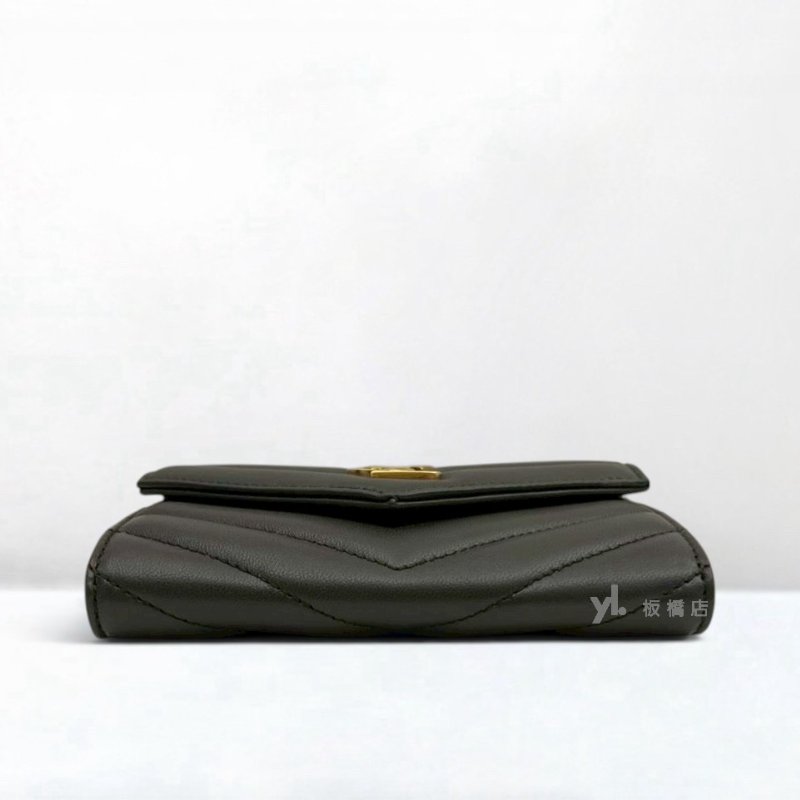 S5508-YSL CASSANDRE深灰色小羊皮信封零錢包-4