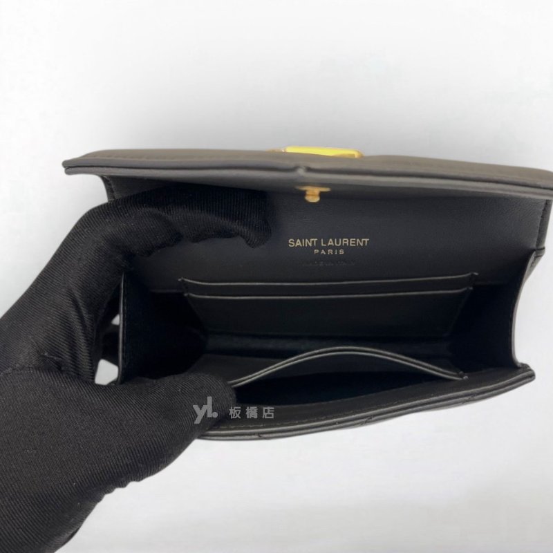 S5508-YSL CASSANDRE深灰色小羊皮信封零錢包-5