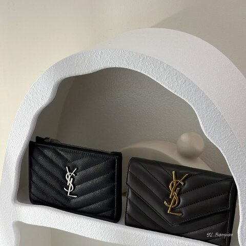 S5508-YSL CASSANDRE深灰色小羊皮信封零錢包