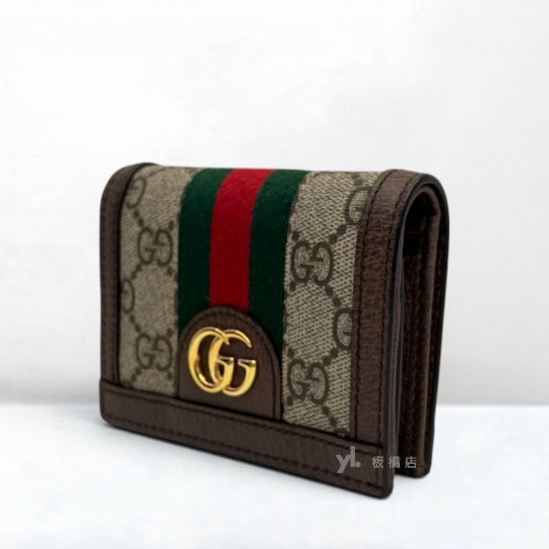 S5509-GUCCI  Ophidia GG帆布下蓋對折短夾523155-2