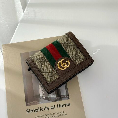 S5509-GUCCI  Ophidia GG帆布下蓋對折短夾523155