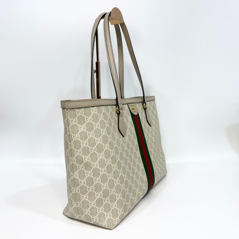 GUCCI燕麥色經典OPHIDIA金釦雙G中型托特包631685-2