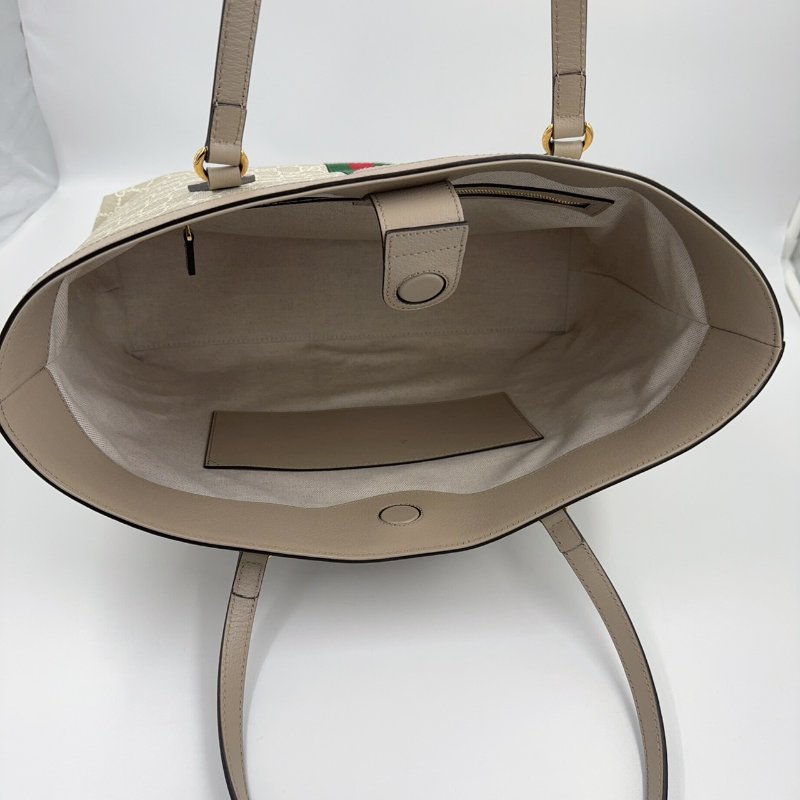 GUCCI燕麥色經典OPHIDIA金釦雙G中型托特包631685-4