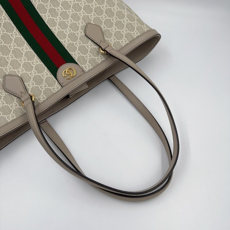 GUCCI燕麥色經典OPHIDIA金釦雙G中型托特包631685-5