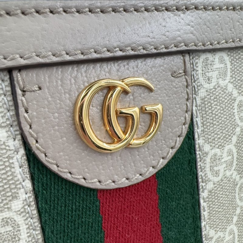 GUCCI燕麥色經典OPHIDIA金釦雙G中型托特包631685-7