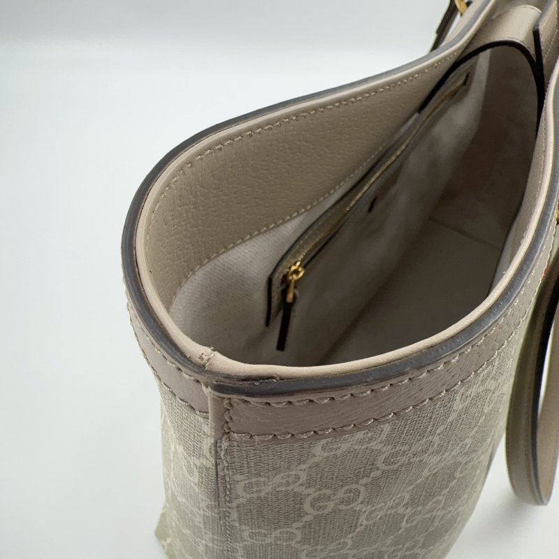 GUCCI燕麥色經典OPHIDIA金釦雙G中型托特包631685-13