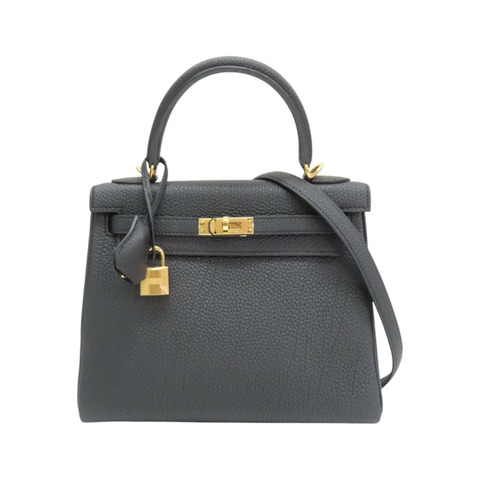 黑色 Togo 牛皮 Kelly 25 凱莉包 两用包 W刻 金扣【HERMES 愛馬仕】