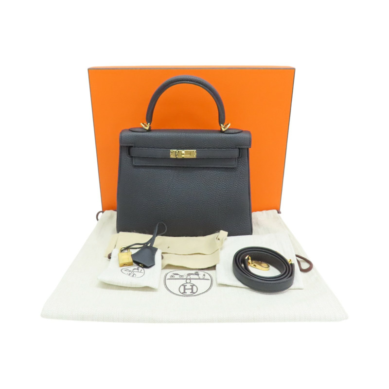 黑色 Togo 牛皮 Kelly 25 凱莉包 两用包 W刻 金扣【HERMES 愛馬仕】-7