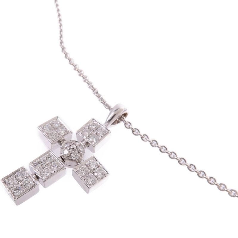 BVLGARI 18K白金Lucea Latin Cross Necklace鑽石項鍊-2