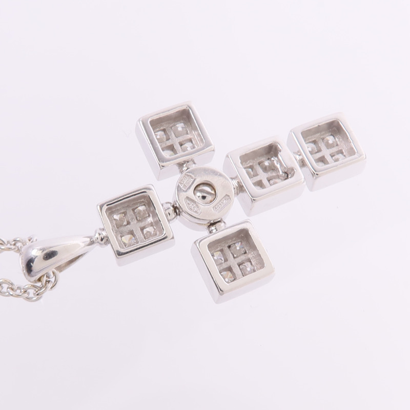 BVLGARI 18K白金Lucea Latin Cross Necklace鑽石項鍊-5