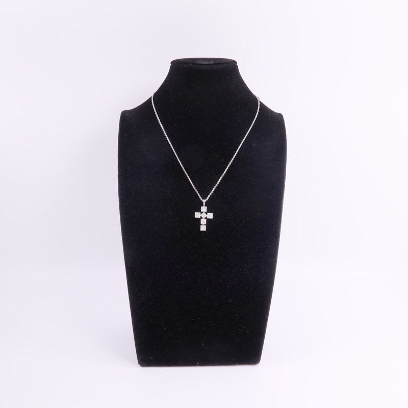 BVLGARI 18K白金Lucea Latin Cross Necklace鑽石項鍊-7