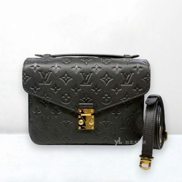 A13142-LV Pochette Metis 黑色牛皮壓紋郵差包M41487-0