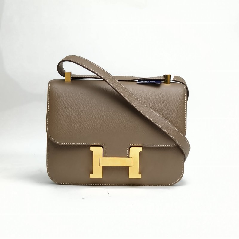 HERMES Constance康康大象灰Epsom皮U刻金扣肩背包-0