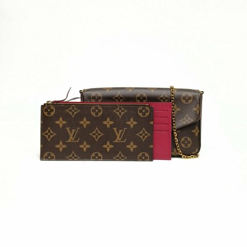 LOUIS VUITTON POCHETTEFELICIE三合一鏈條包老花PVC肩背包