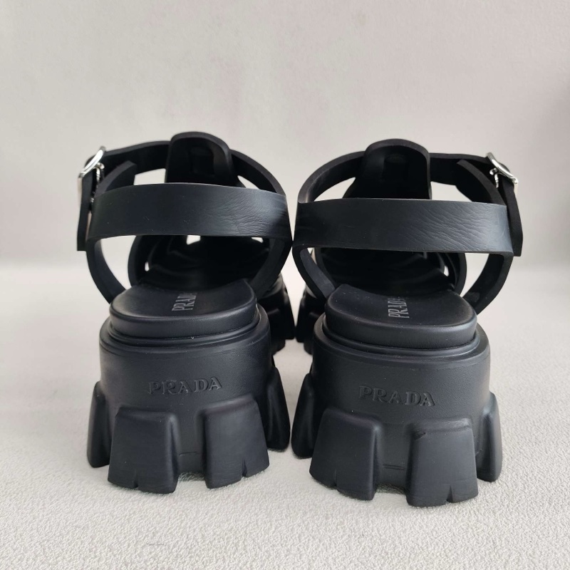 PRADA普拉達 Monolith 露跟搭扣 羅馬涼鞋 41碼-3