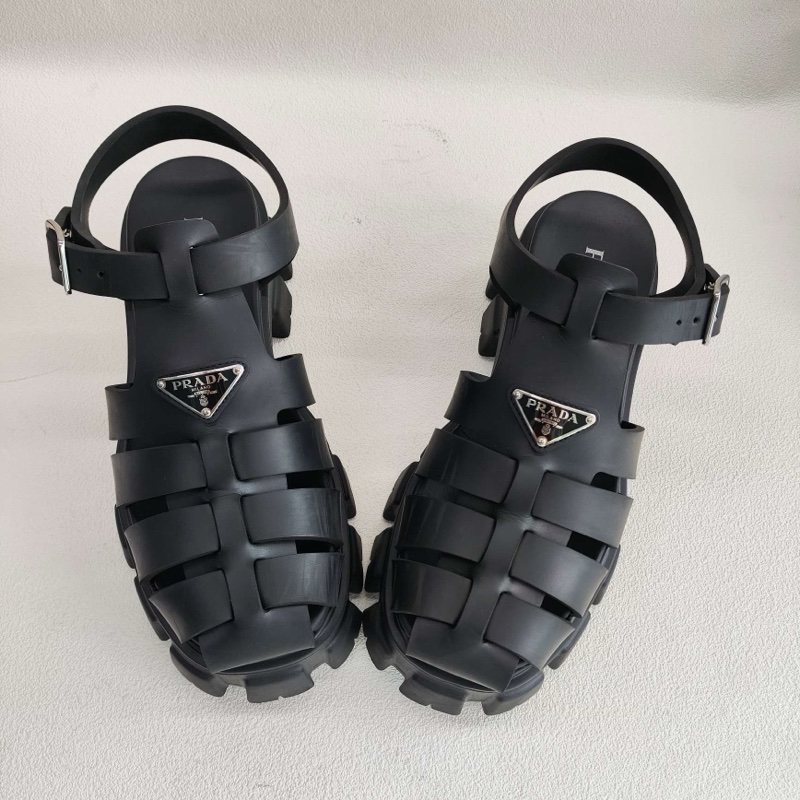 PRADA普拉達 Monolith 露跟搭扣 羅馬涼鞋 41碼-7