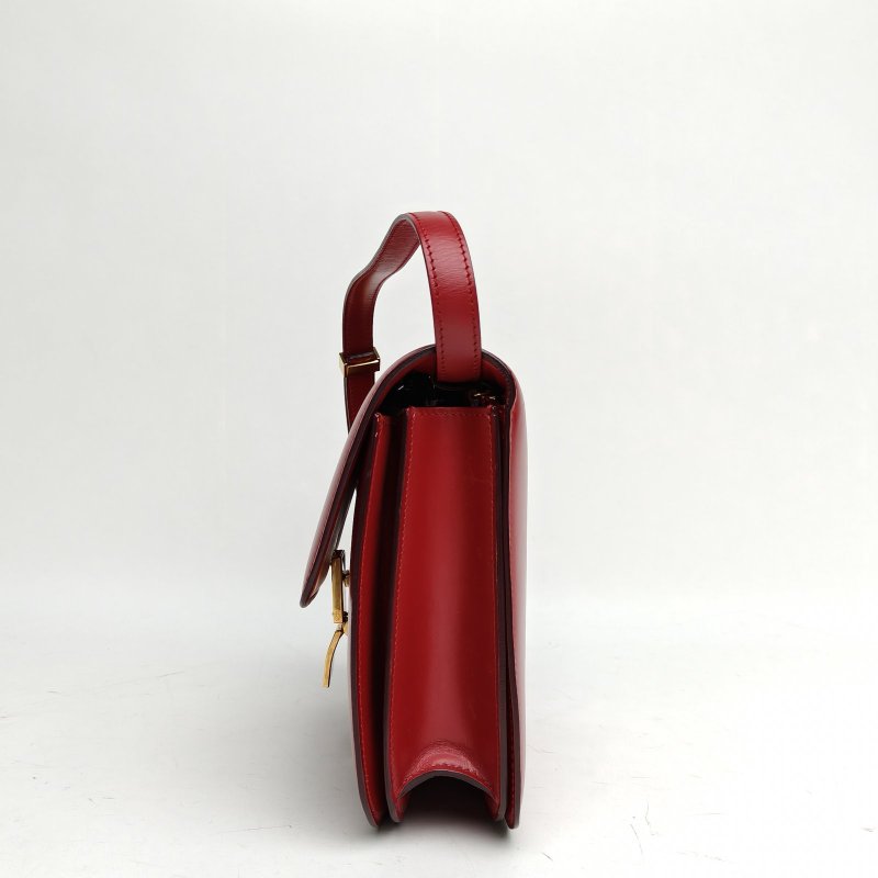 CELINE ClassicBox中號紅色牛皮金扣肩背包-1