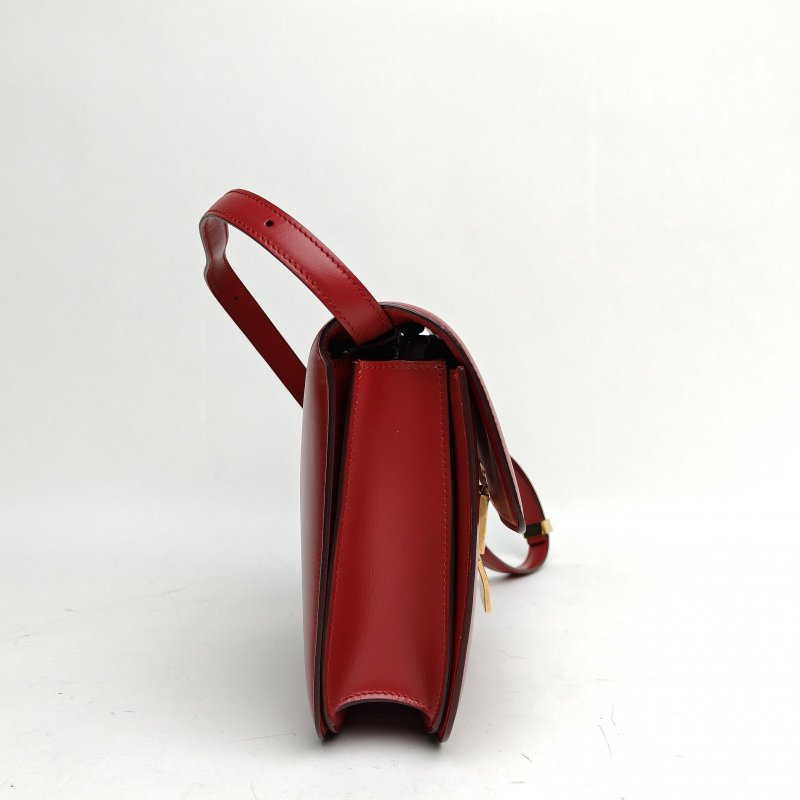 CELINE ClassicBox中號紅色牛皮金扣肩背包-3