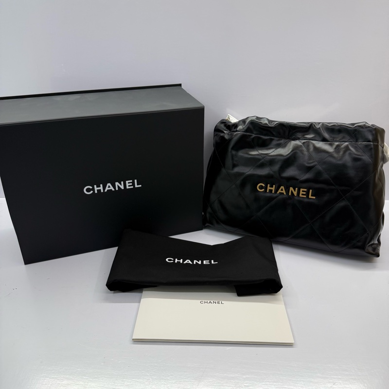 CHANEL 香奈兒 黑色CHANEL22小牛皮肩背包 AS4486 RFID MICROCHIP-2