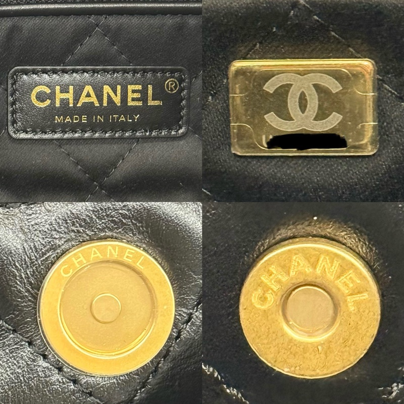 CHANEL 香奈兒 黑色CHANEL22小牛皮肩背包 AS4486 RFID MICROCHIP-7
