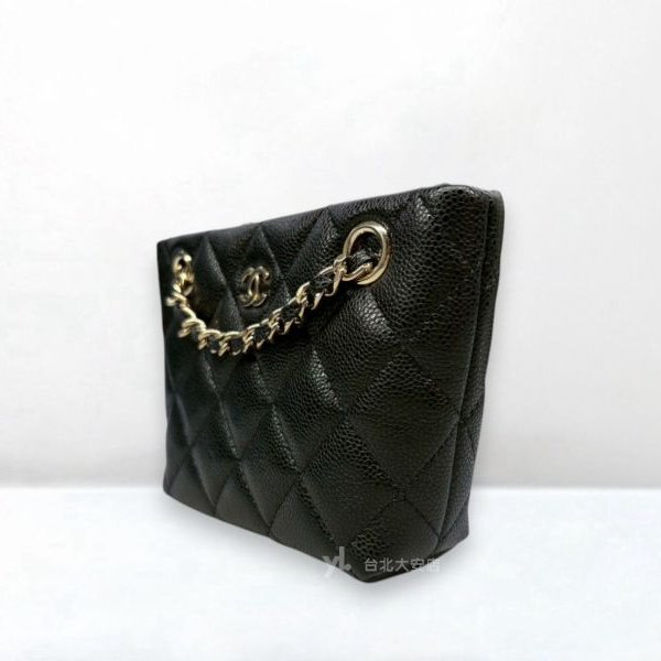 A13138-CHANEL 25C 黑色荔枝牛皮淡金釦小鍊包AP4422-1