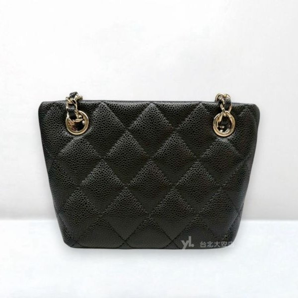 A13138-CHANEL 25C 黑色荔枝牛皮淡金釦小鍊包AP4422-3