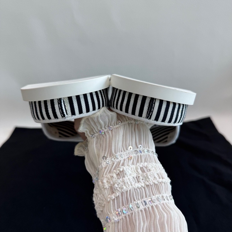 CHANEL香奈兒 雙帶露趾套腳 橡膠 一字拖鞋 黑白色 39碼-5