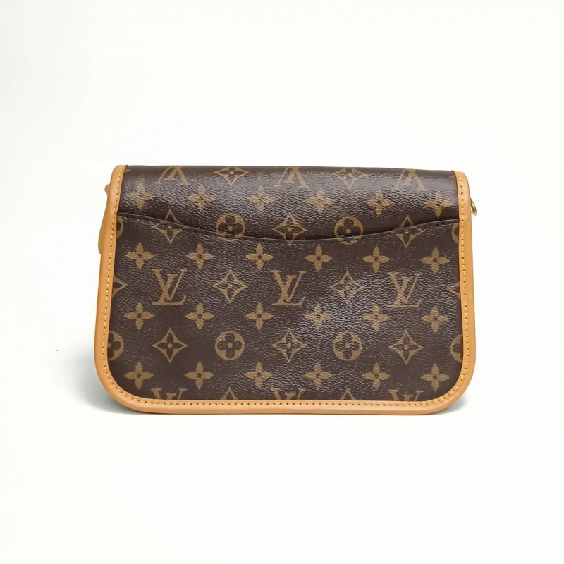 LOUIS VUITTON Diane法棍包24黑紫寬肩帶老花PVC晶片肩背包-2