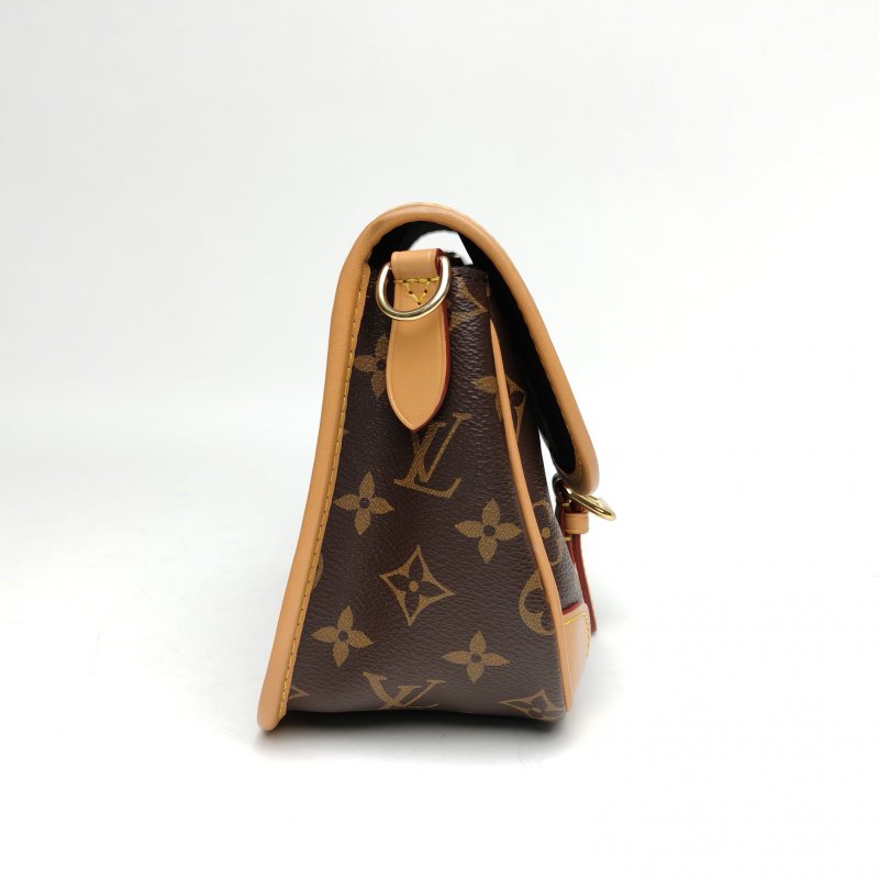 LOUIS VUITTON Diane法棍包24黑紫寬肩帶老花PVC晶片肩背包-3