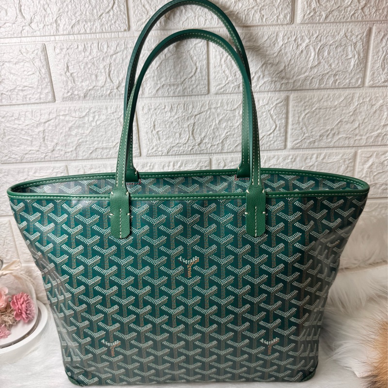 GOYARD- pm 綠荖花拉鍊托特包-0