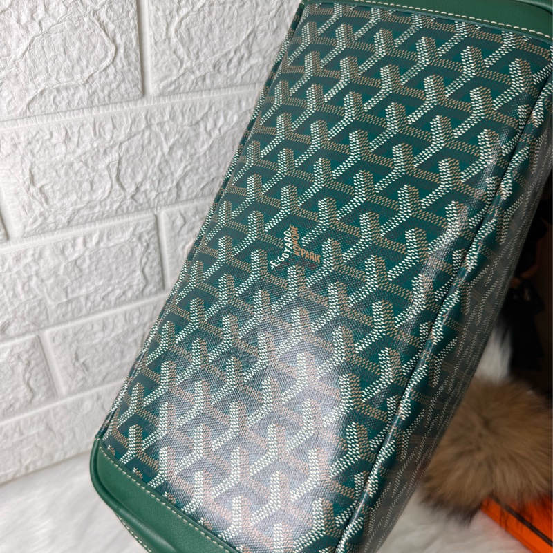 GOYARD- pm 綠荖花拉鍊托特包-10