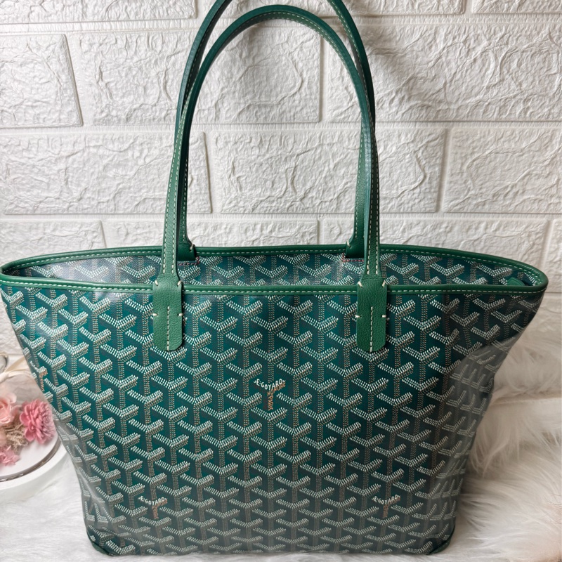 GOYARD- pm 綠荖花拉鍊托特包-16