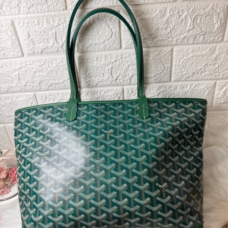GOYARD- pm 綠荖花拉鍊托特包-31