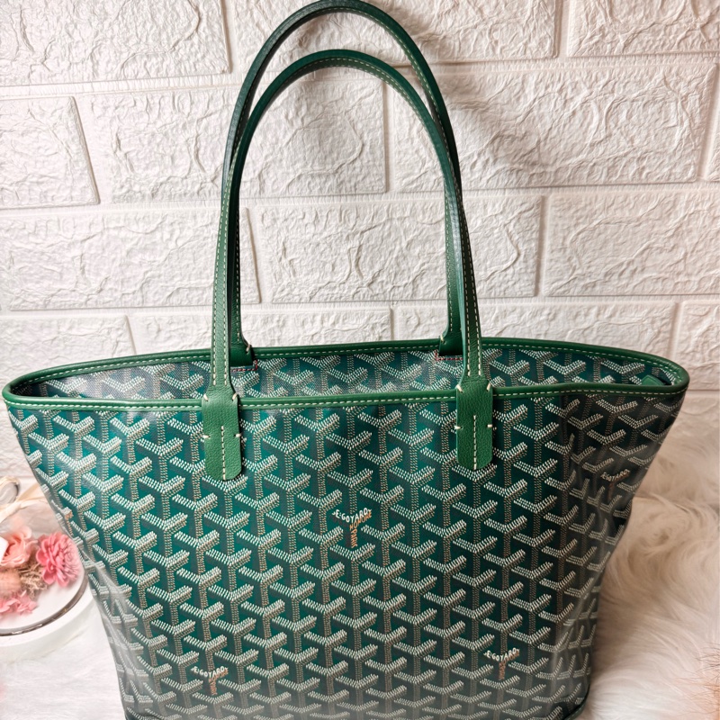 GOYARD- pm 綠荖花拉鍊托特包-32