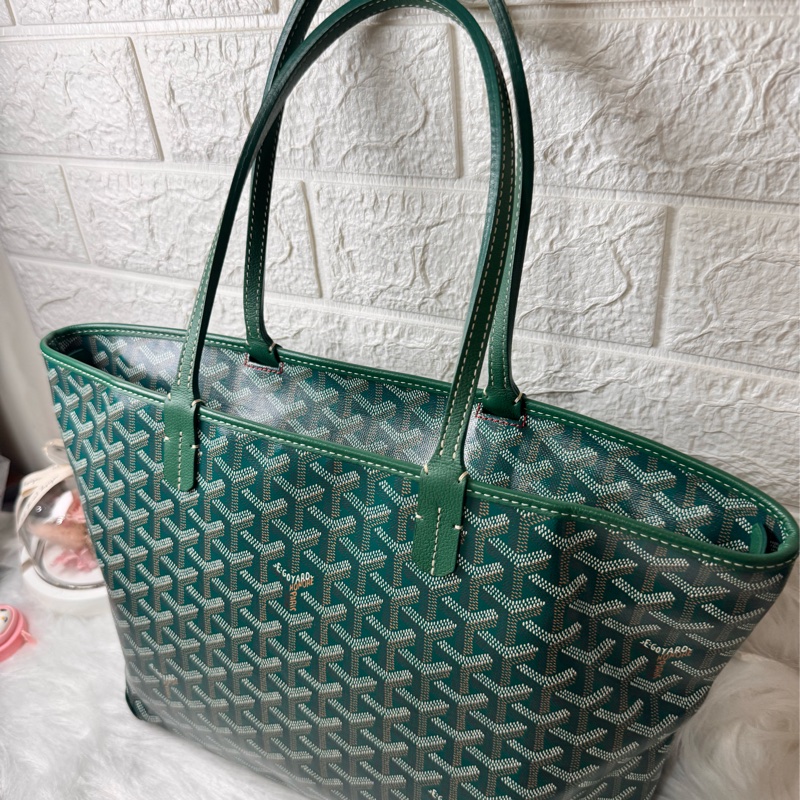 GOYARD- pm 綠荖花拉鍊托特包-33